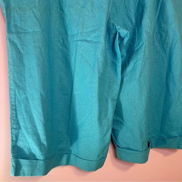 Design Loft Blue Linen Blend Belted Bermuda Shorts 3X - Picture 2 of 6